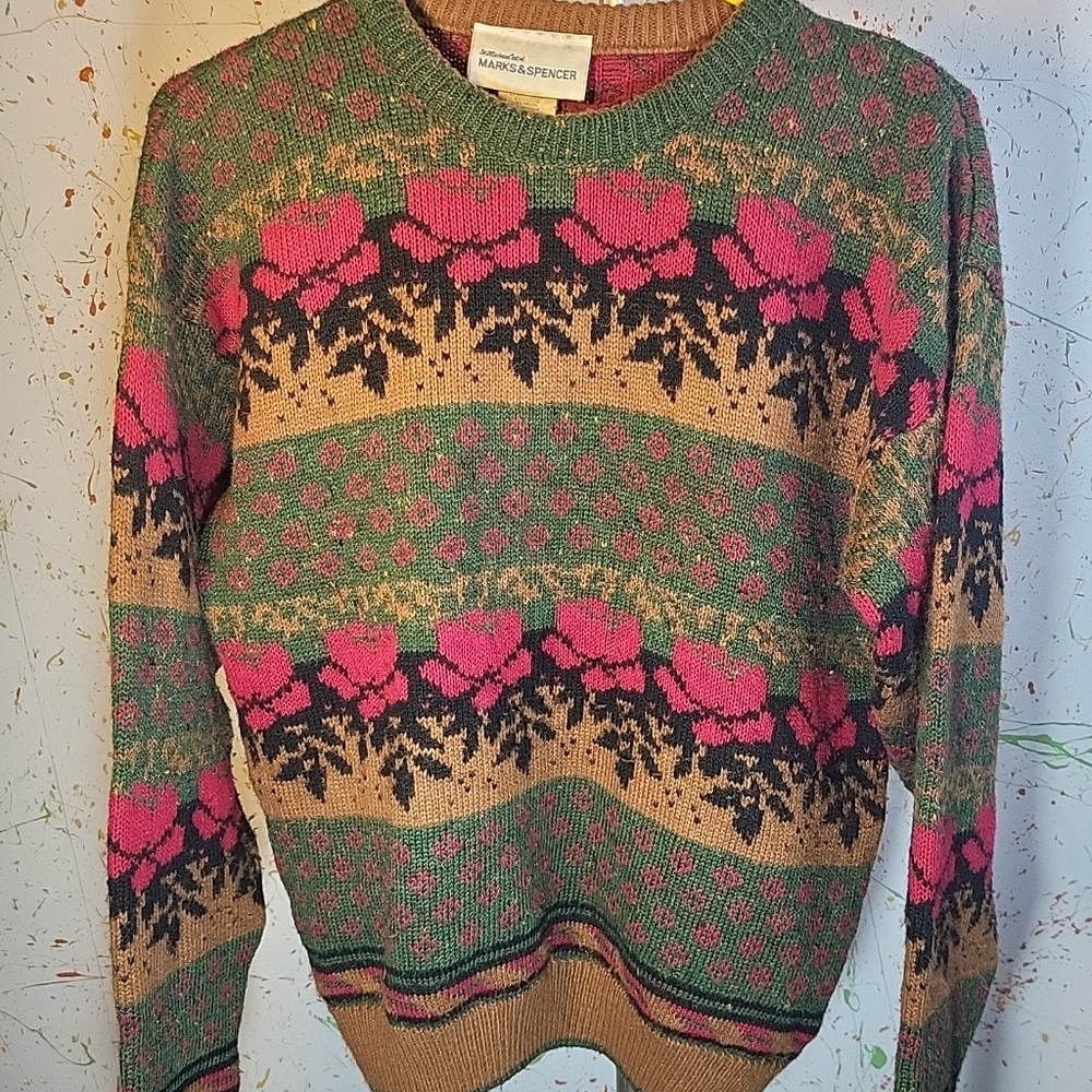 Vintage Mark & Spencer Knit Sweater Woman Size 14 Canada Made